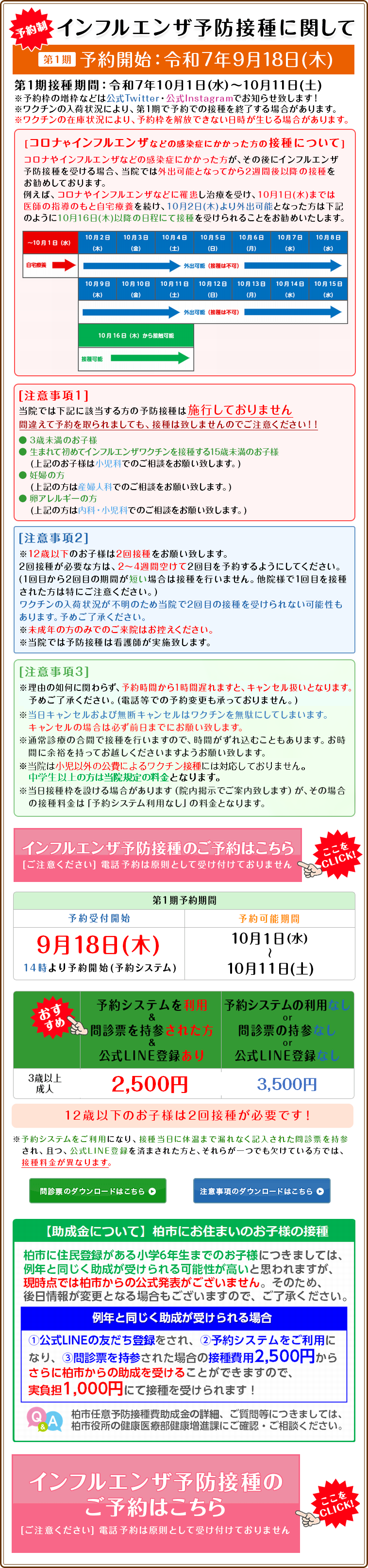 インフルエンザ予防接種に関して